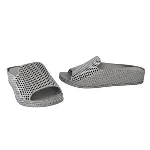 Jeffrey Campbell Women's Silver Havana Fling-2 Mesh Wedge Jelly Slide Mule sz 9